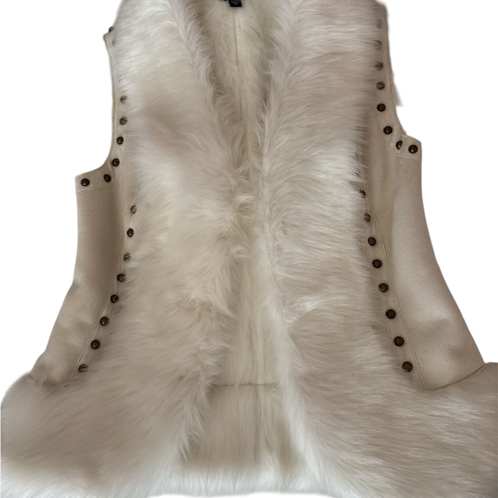 2B Bebe Cream Faux Fur Vest with Branded Label